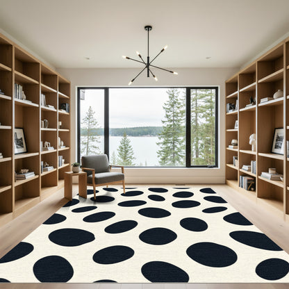 Black Oval Spots Creme Rug
