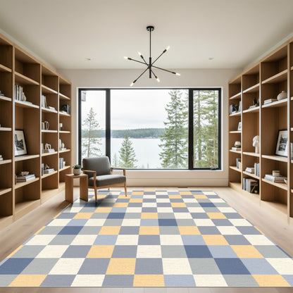 Soft Pastel Checkered Squares Rug
