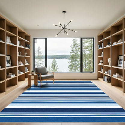 Oceanic Blue Tonal Stripe Rug