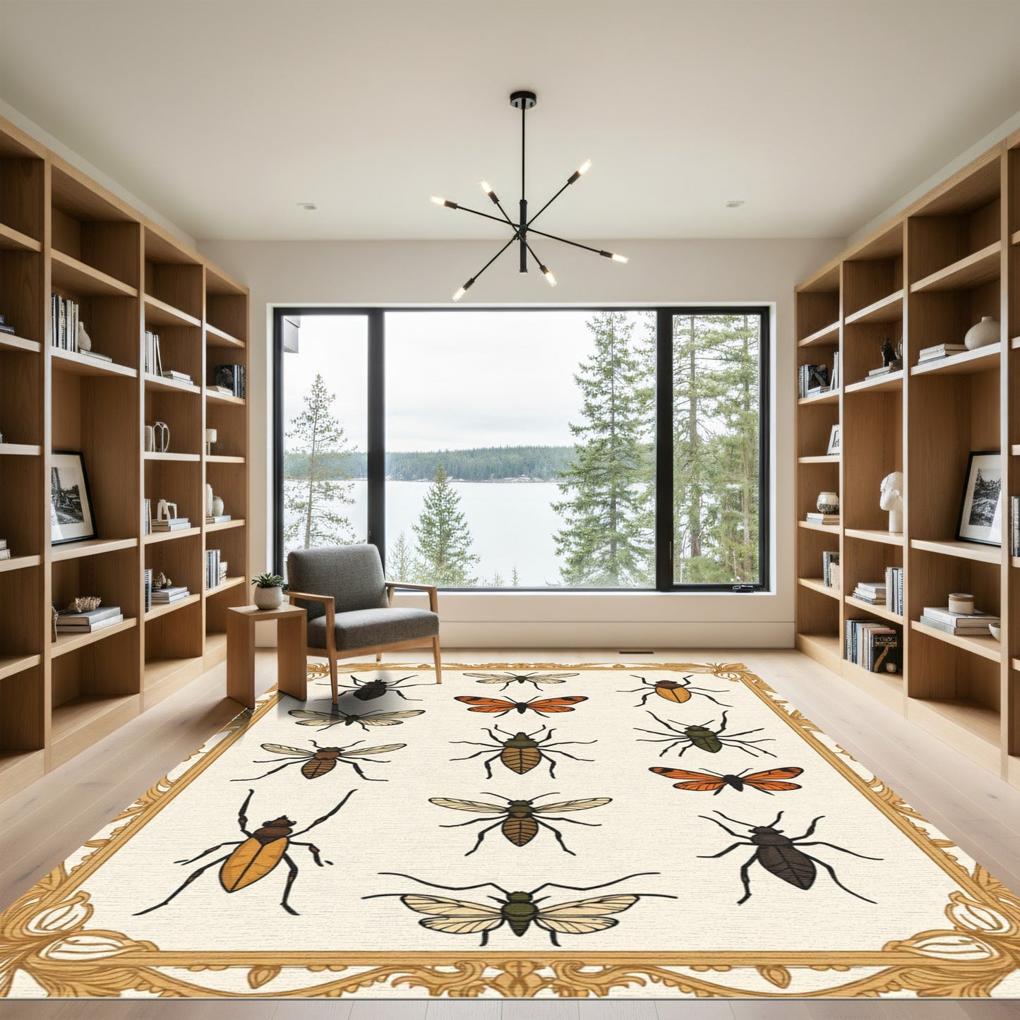 Collection Amber Orange Insect Illustration Rug