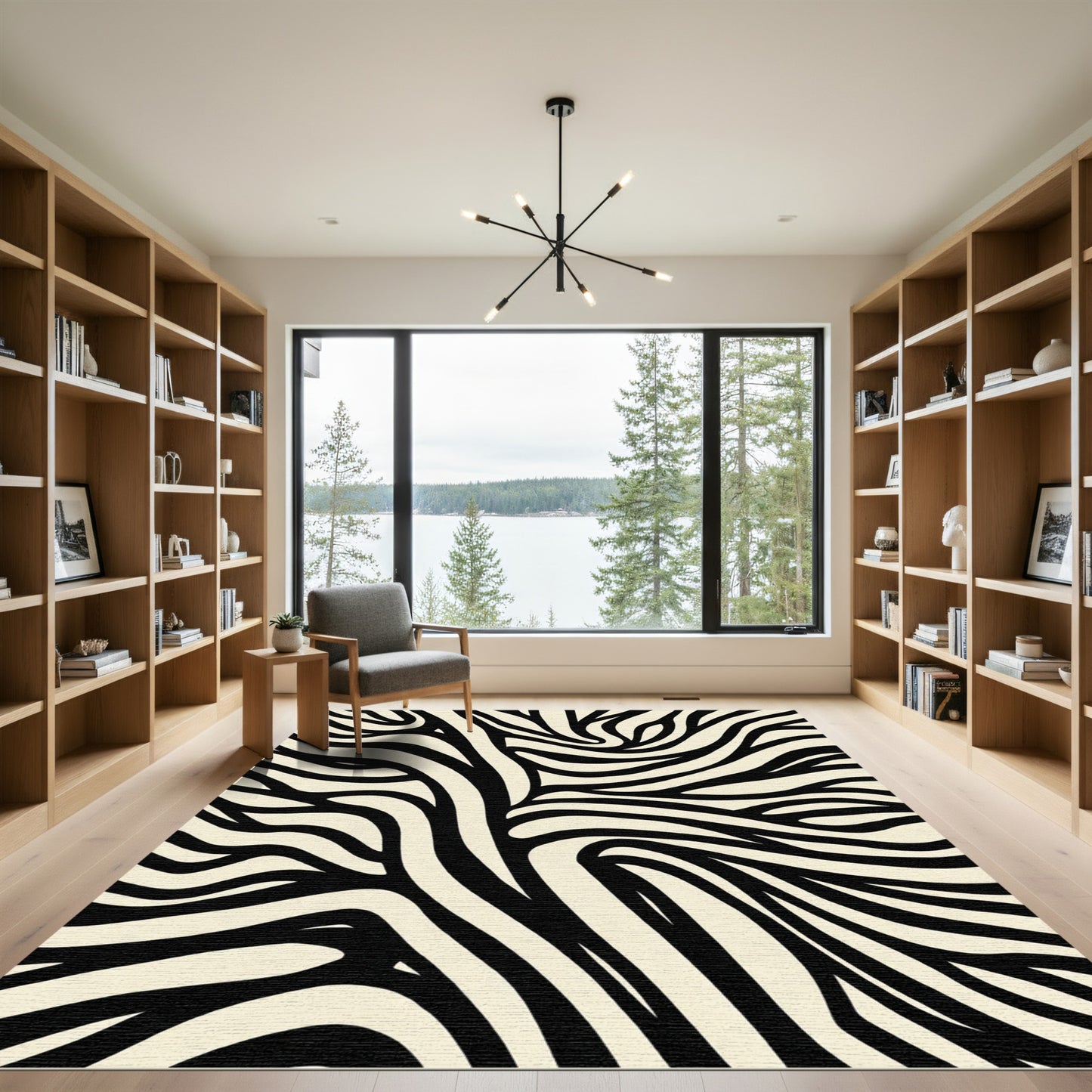 Bold Cream Black Zebra Stripes Rug