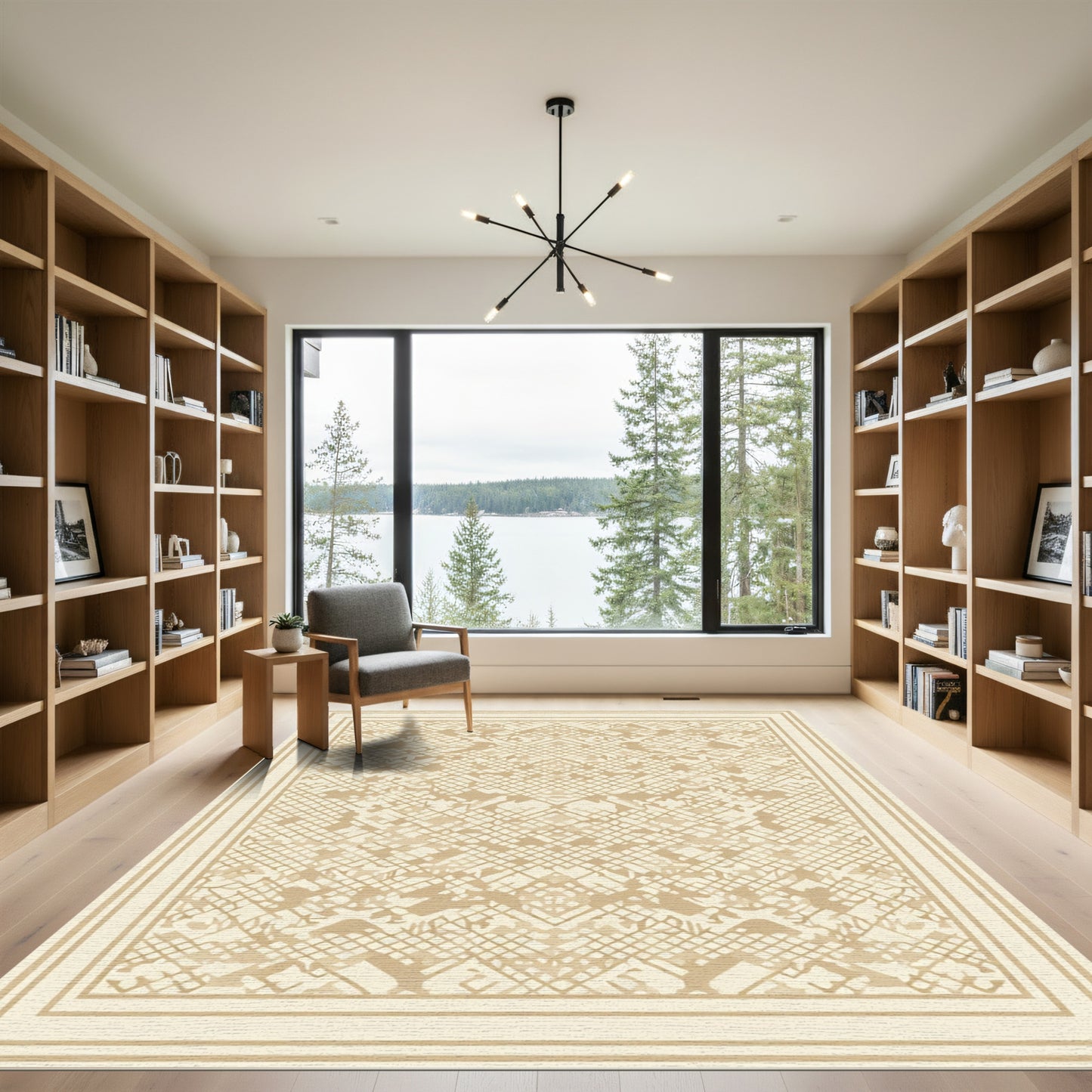 Sandy Tone Geometric Lace Rug