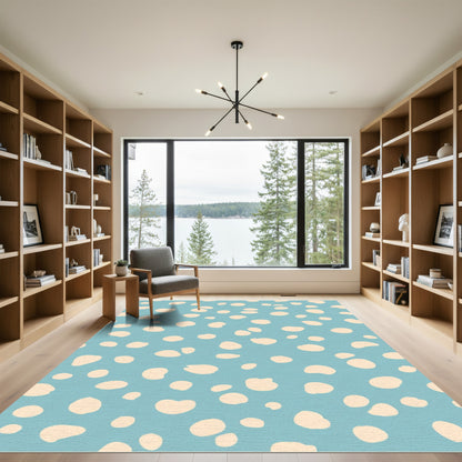 Subtle Light Yellow Spots Blue Field Rug