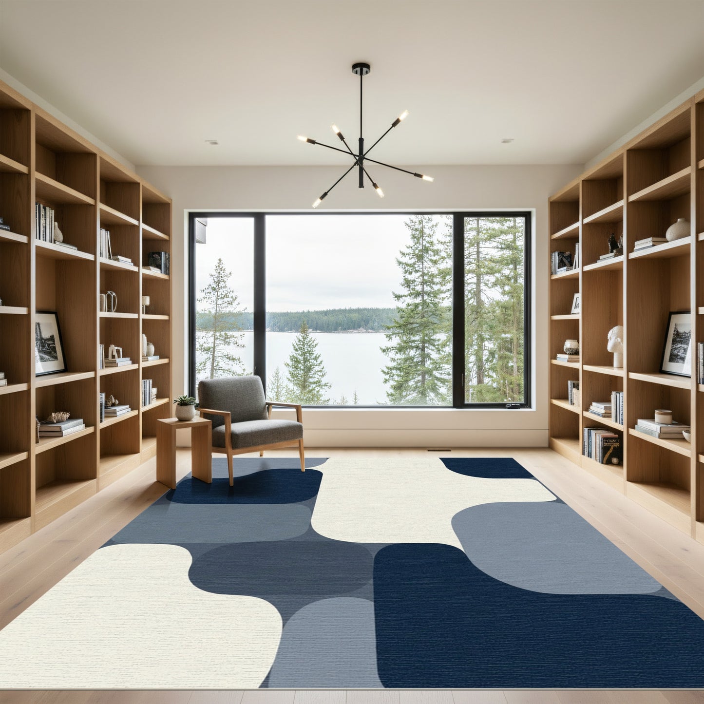 Navy Slate Rounded Abstract Shapes Rug