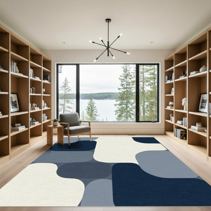 Navy Slate Rounded Abstract Shapes Rug