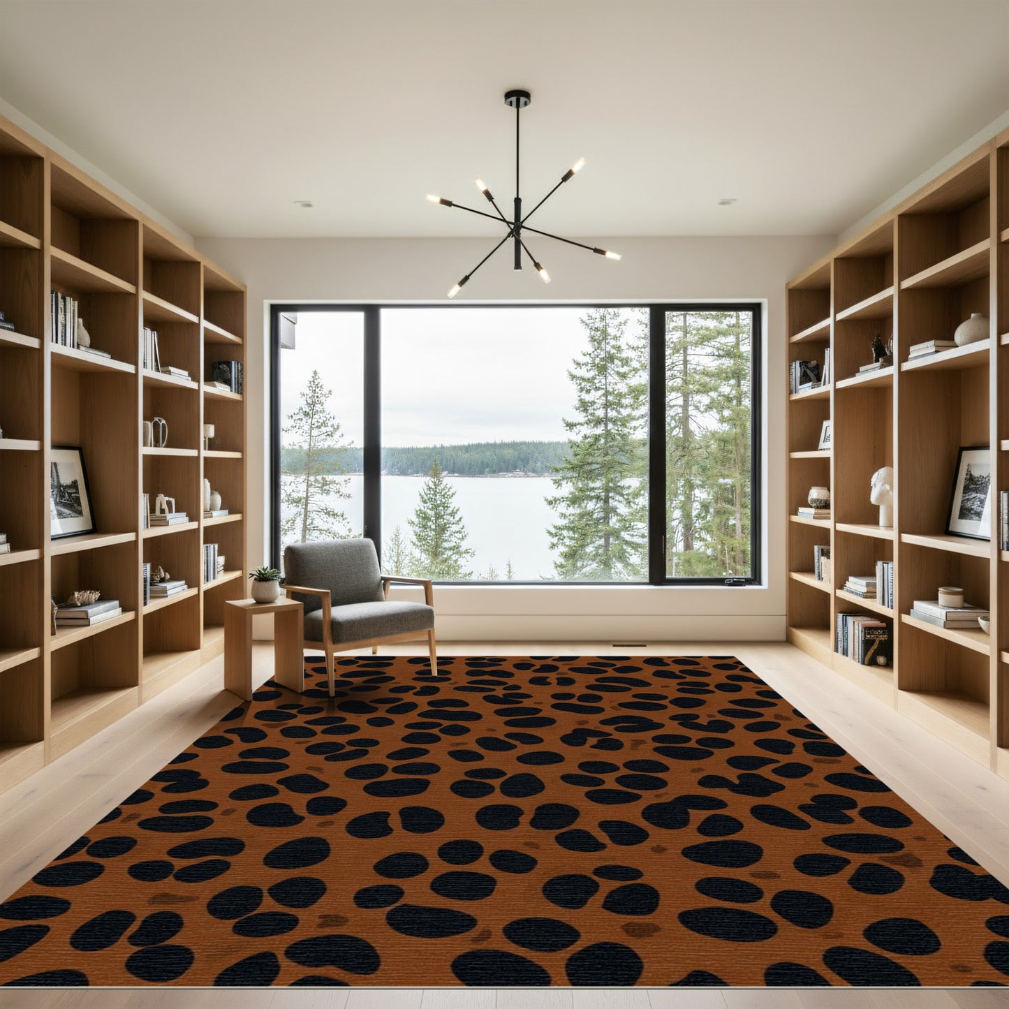 Spotted Brown Black Animalistic Print Rug
