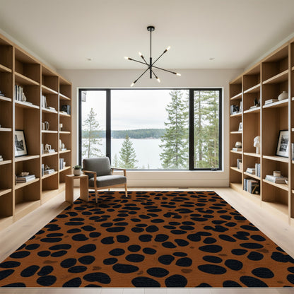 Spotted Brown Black Animalistic Print Rug