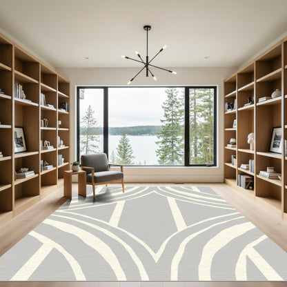 Soft Gray Arch Stripe Abstract Rug