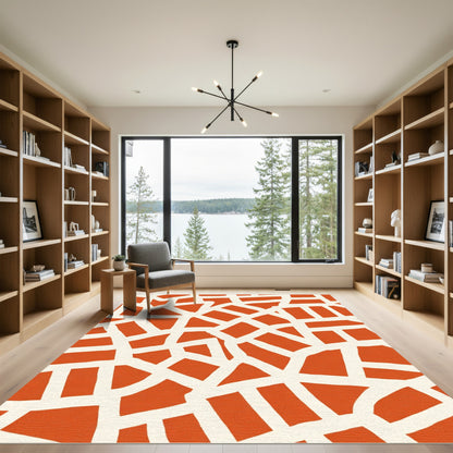 Orange Terracotta Irregular Grid Rug
