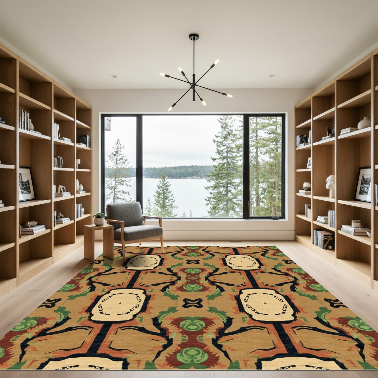 Earthy Tones Abstract Geometric Medallion Rug