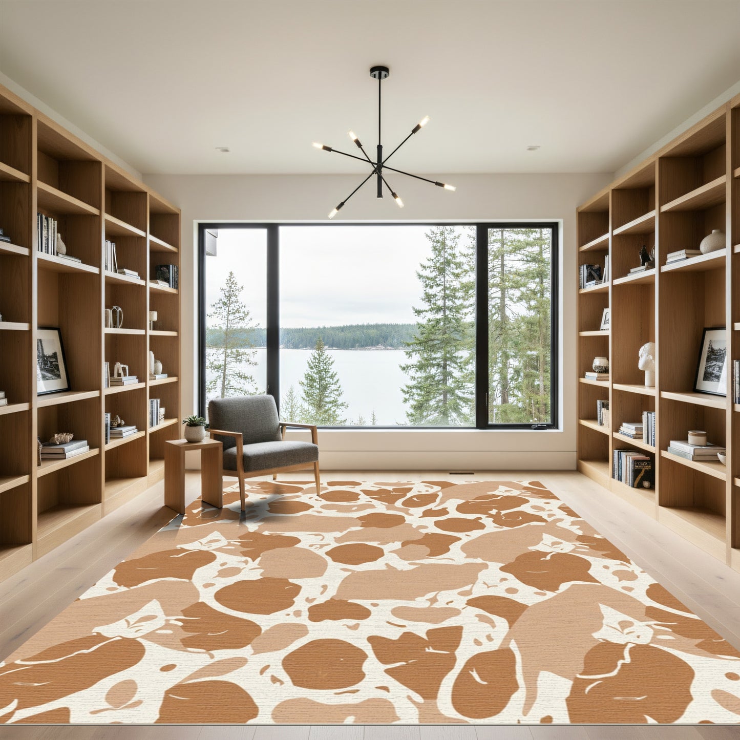 Earthy Abstract Pebble Camouflage Rug
