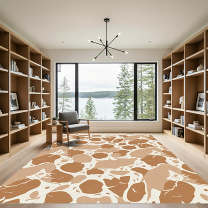 Earthy Abstract Pebble Camouflage Rug