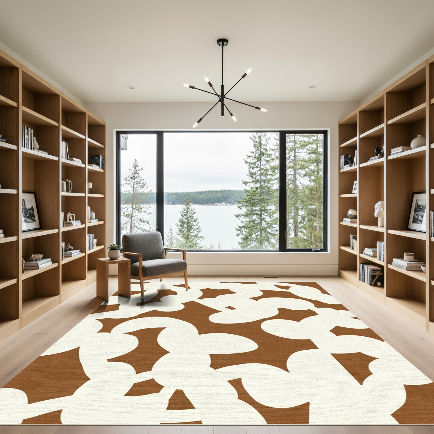 Chocolate and Cream Abstract Whorls Rug