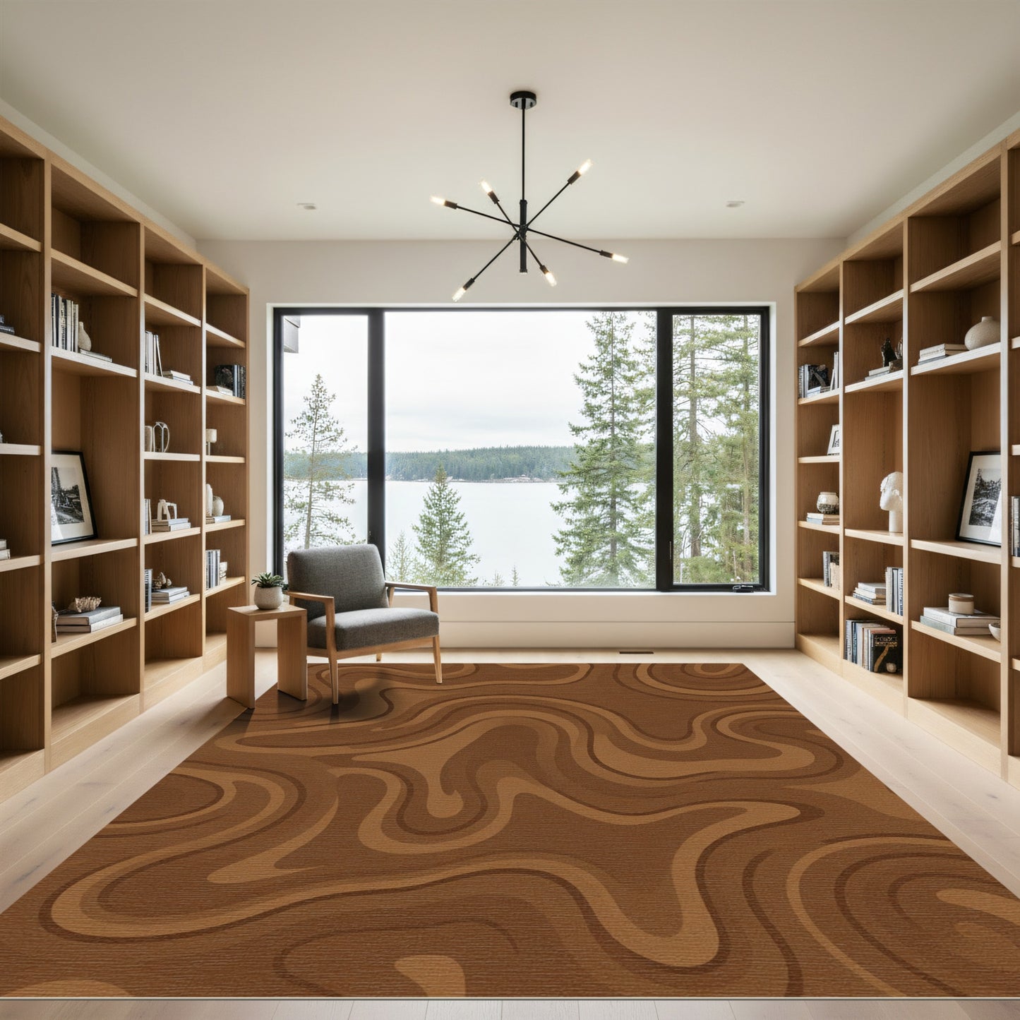 Rich Chocolate Waves Abstract Texture Rug