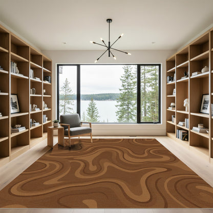 Rich Chocolate Waves Abstract Texture Rug