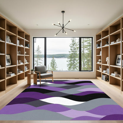 Modern Purple Gray Wave Landscape Rug