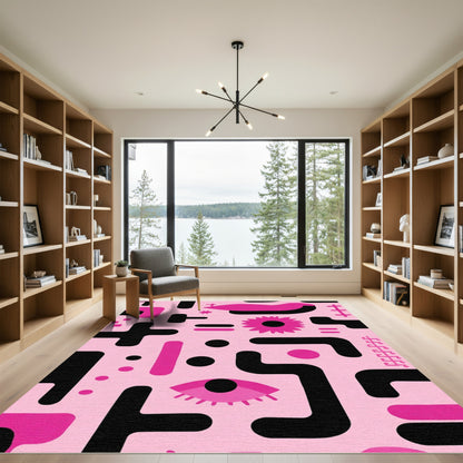 Retro Pink Geometric Eye Abstract Rug
