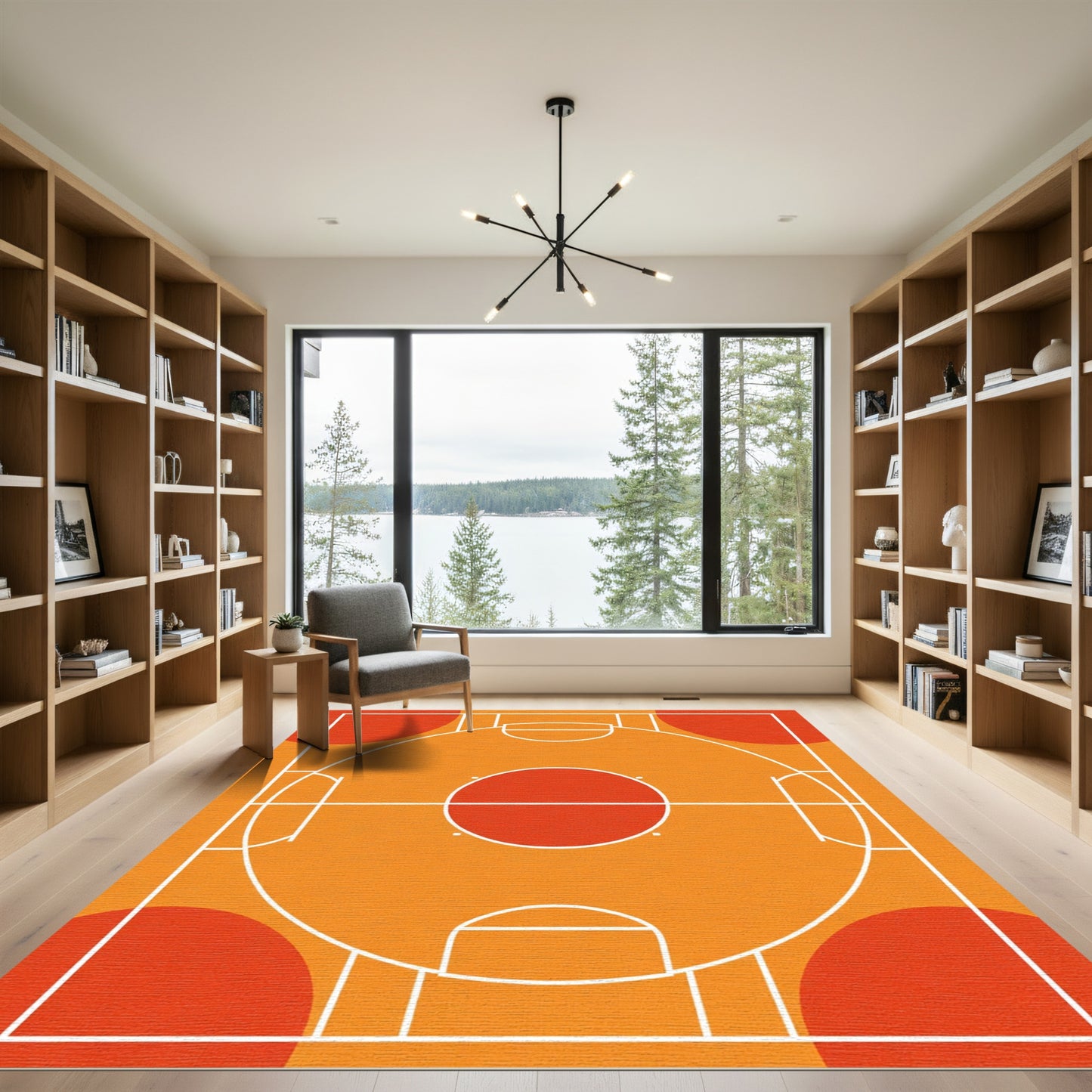 Bold Orange Court Circles Rug
