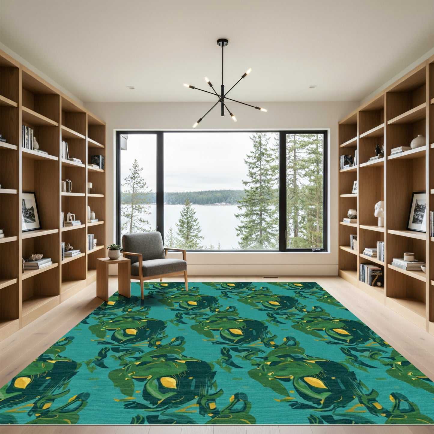 Abstract Emerald And Teal Fusion Rug