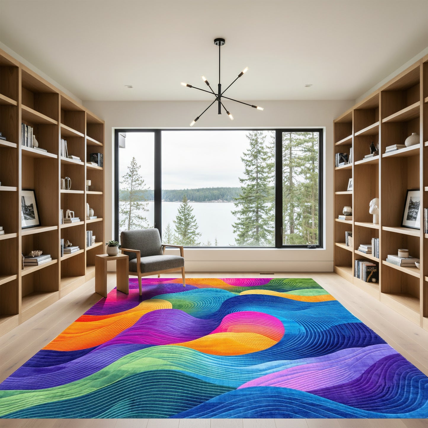 Vibrant Wavy Multicolor Rug