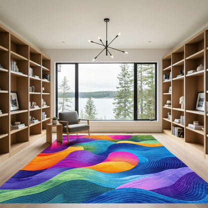 Vibrant Wavy Multicolor Rug