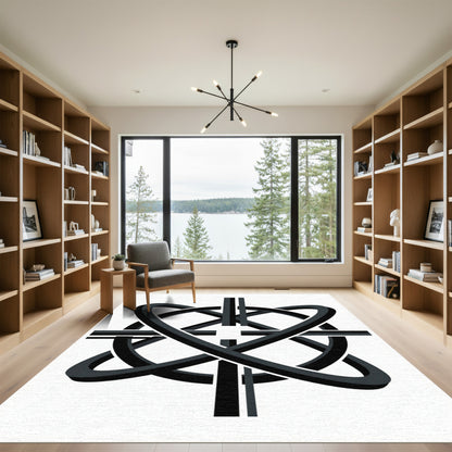 Modern Gray Interlocking Rings Rug