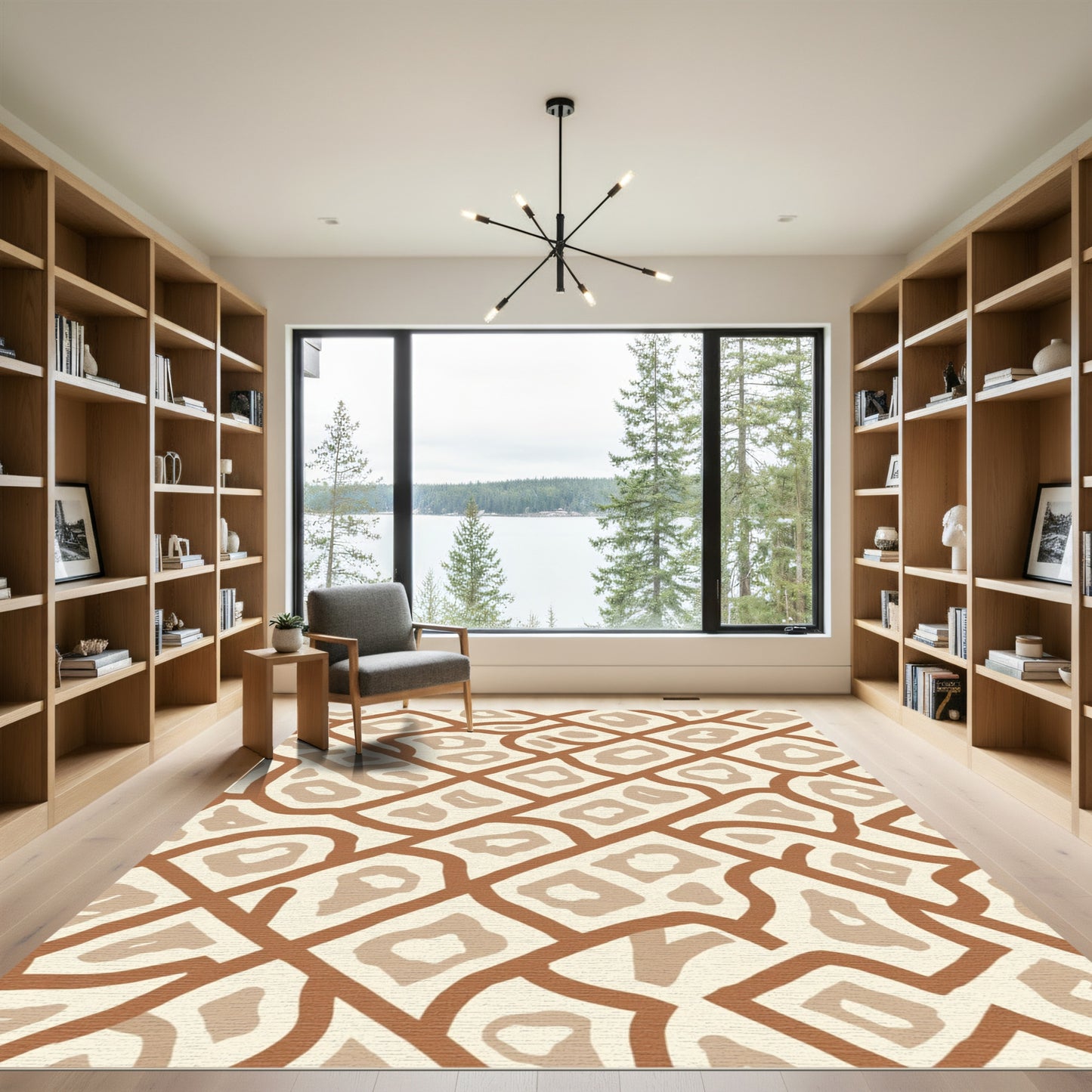 Neutral Organic Grid Patchwork Rug