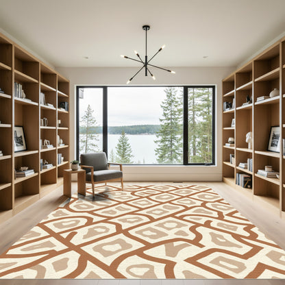 Neutral Organic Grid Patchwork Rug