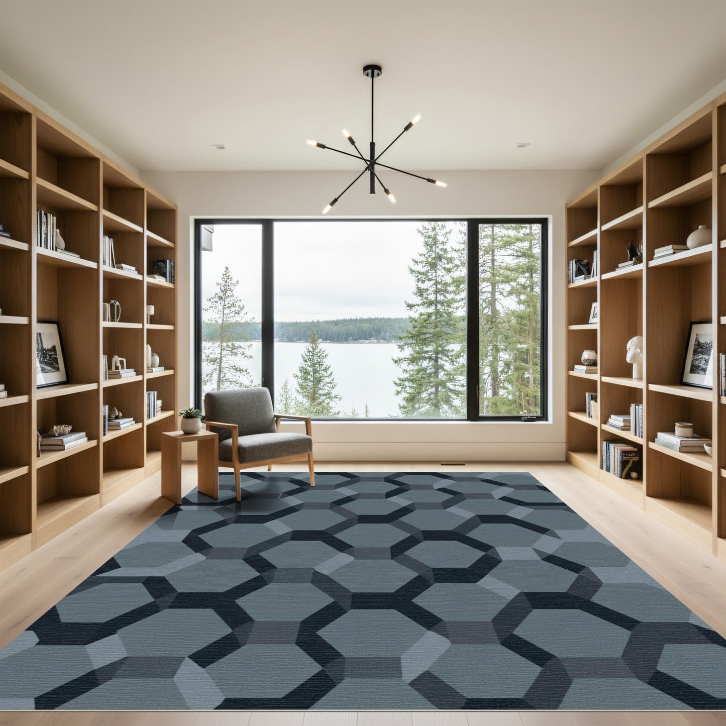 Deep Gray 3D Hexagon Weave Rug