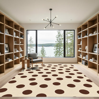 Cream Brown Scattered Circles Rug