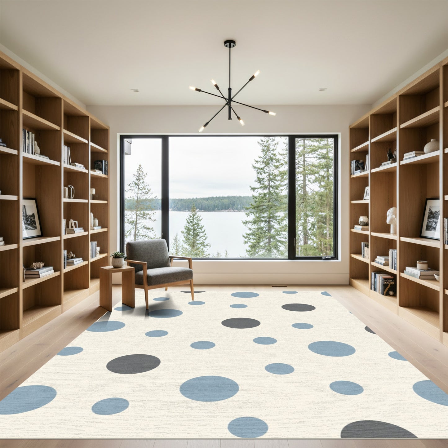 Gray Blue Polka Dot Scatter Rug