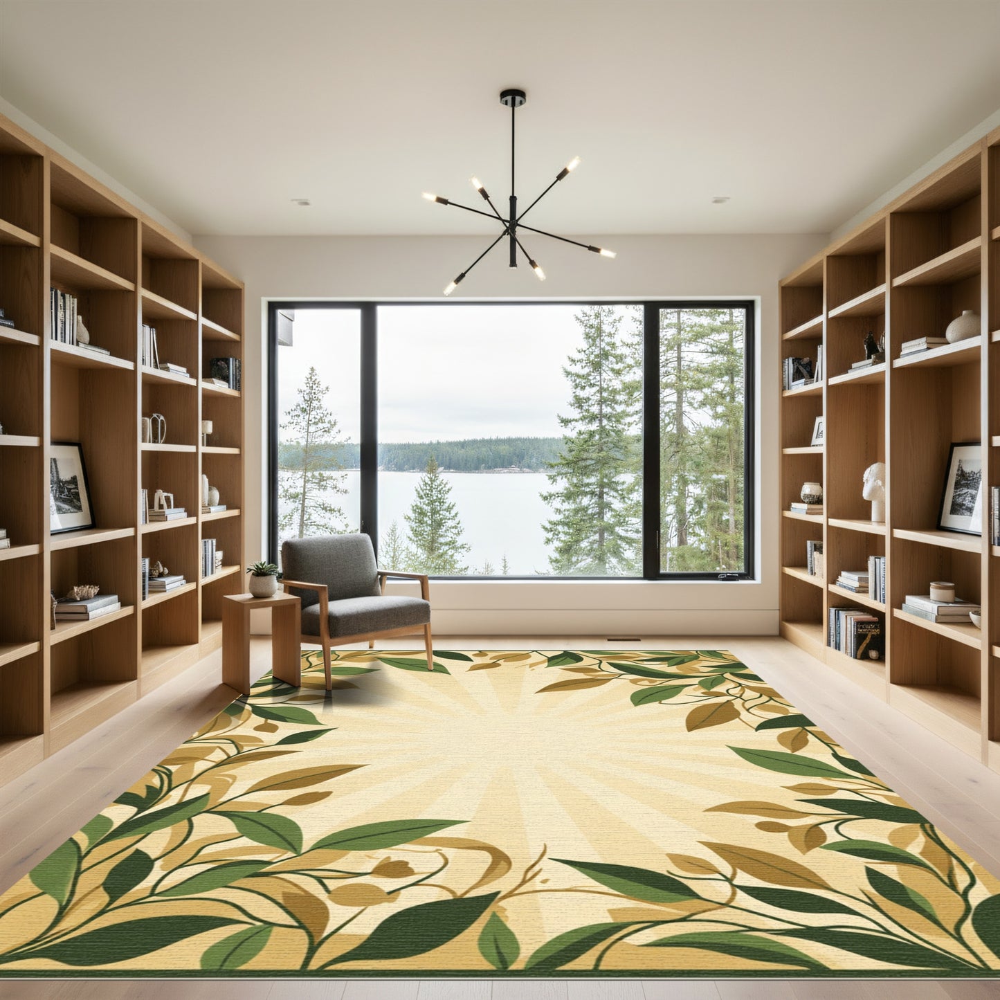 Earthy Green Leafy Vines Radiance Rug