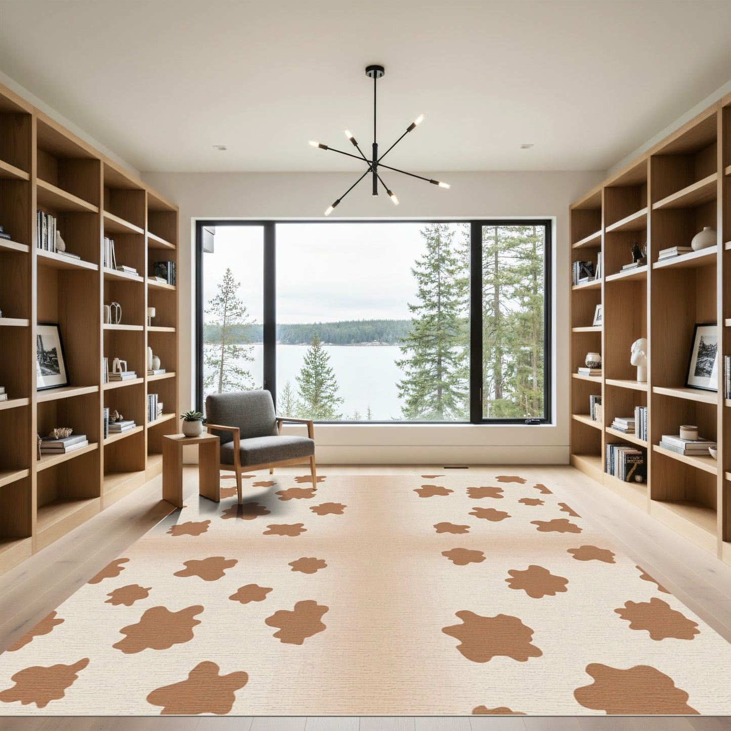 Rustic Brown Splatter Abstract Rug