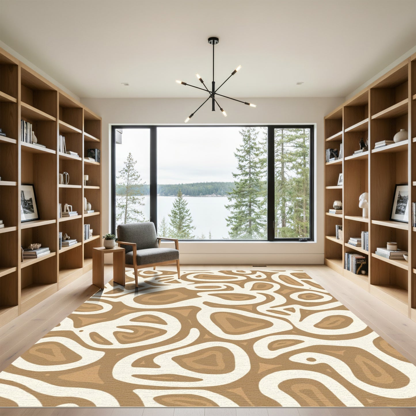 Earthy Organic Abstract Swirl Rug