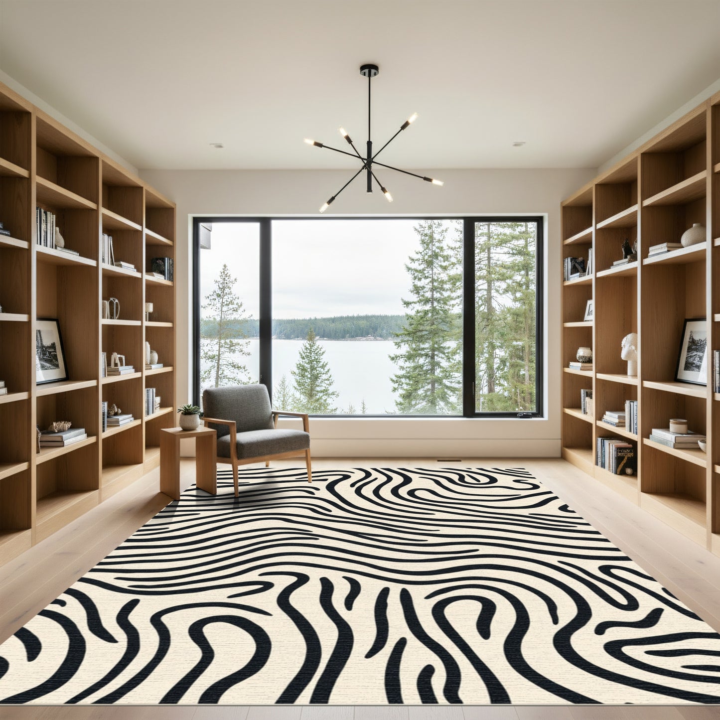 Cream Black Organic Stripe Rug