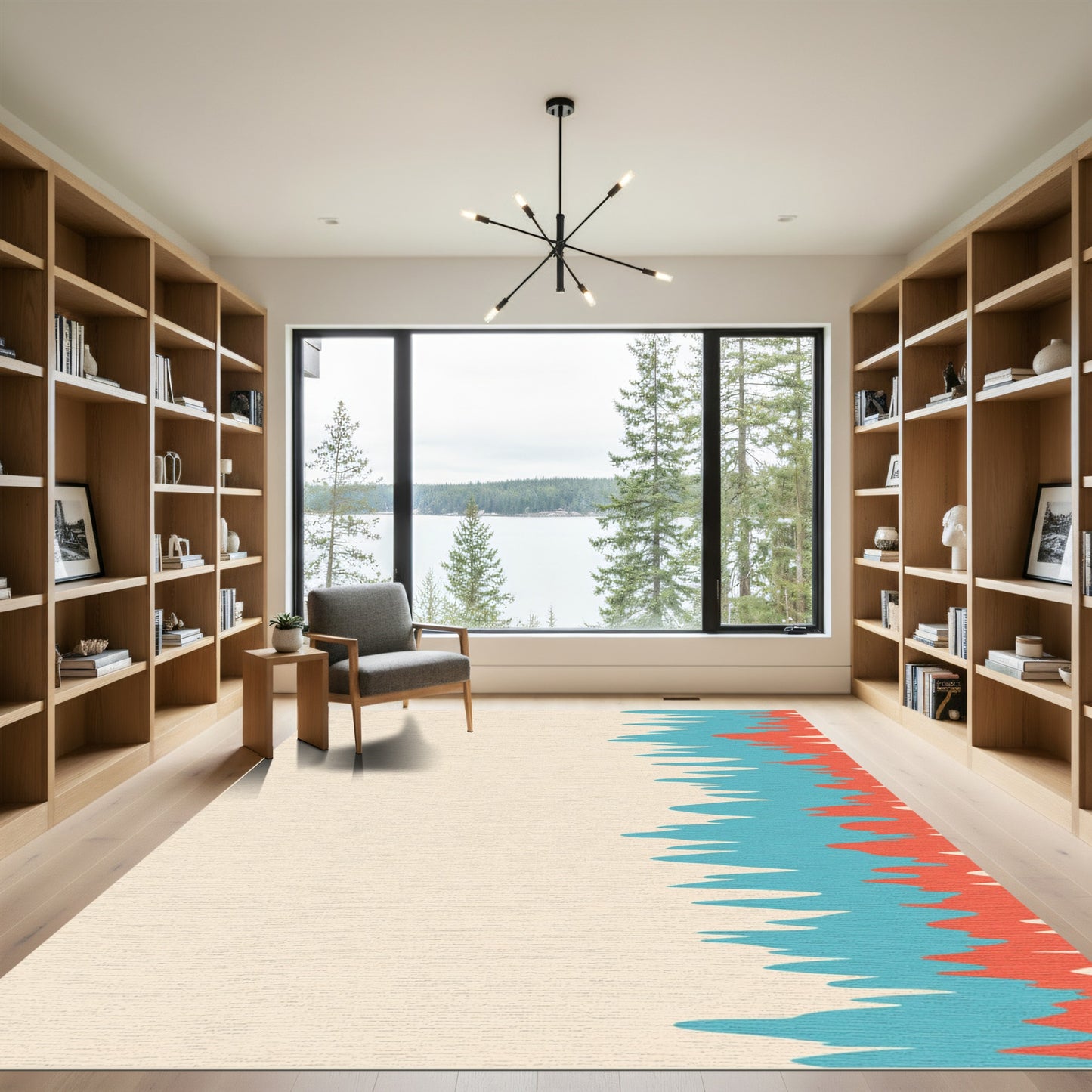 Teal Coral Jagged Edge Rug