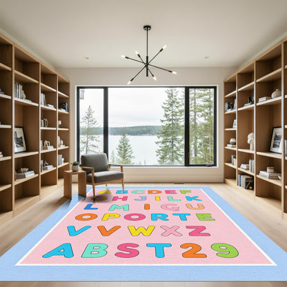 Playful Alphabet Letters Colorful Composition Rug