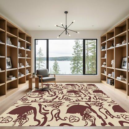 Crimson Silhouette Organic Flow Rug