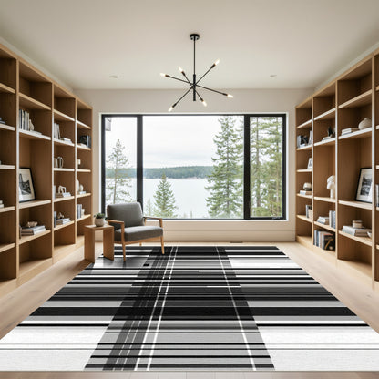 Monochromatic Gray Striped Linear Rug