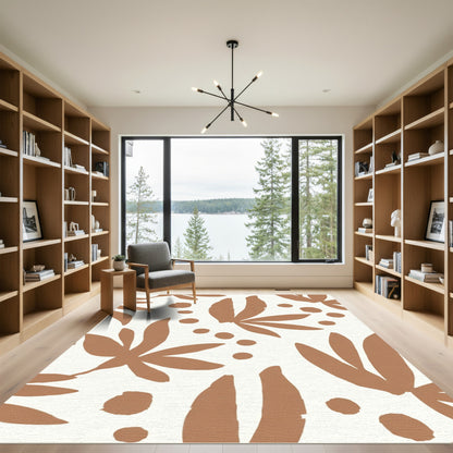 Terracotta Abstract Leaf Polka Dot Rug