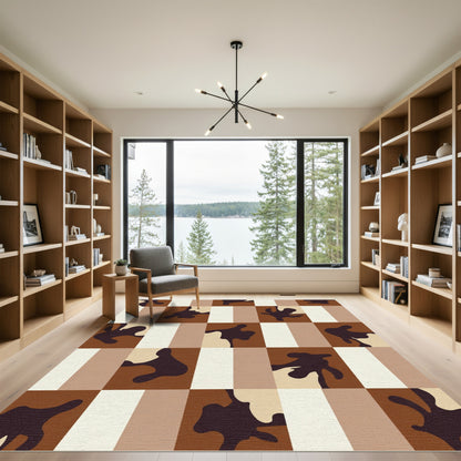 Modern Earthy Tone Abstract Squares Rug