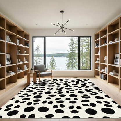 Cream Black Polka Dot Spot Rug