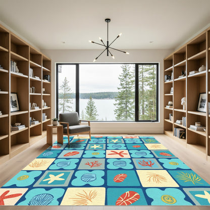 Oceanic Coral Starfish Shell Medley Rug
