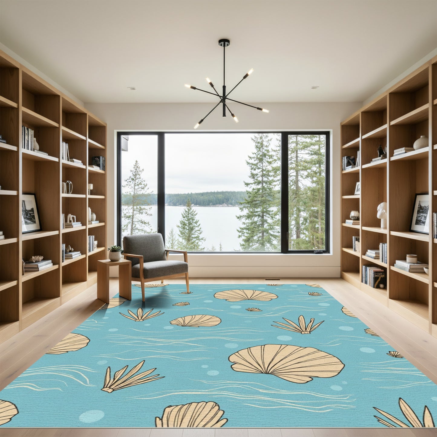 Nautical Shell Seaweed Waves Rug
