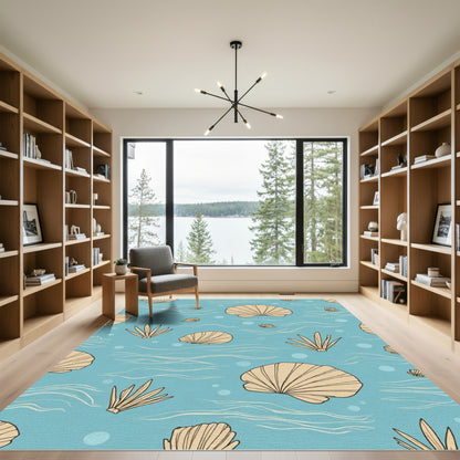 Nautical Shell Seaweed Waves Rug