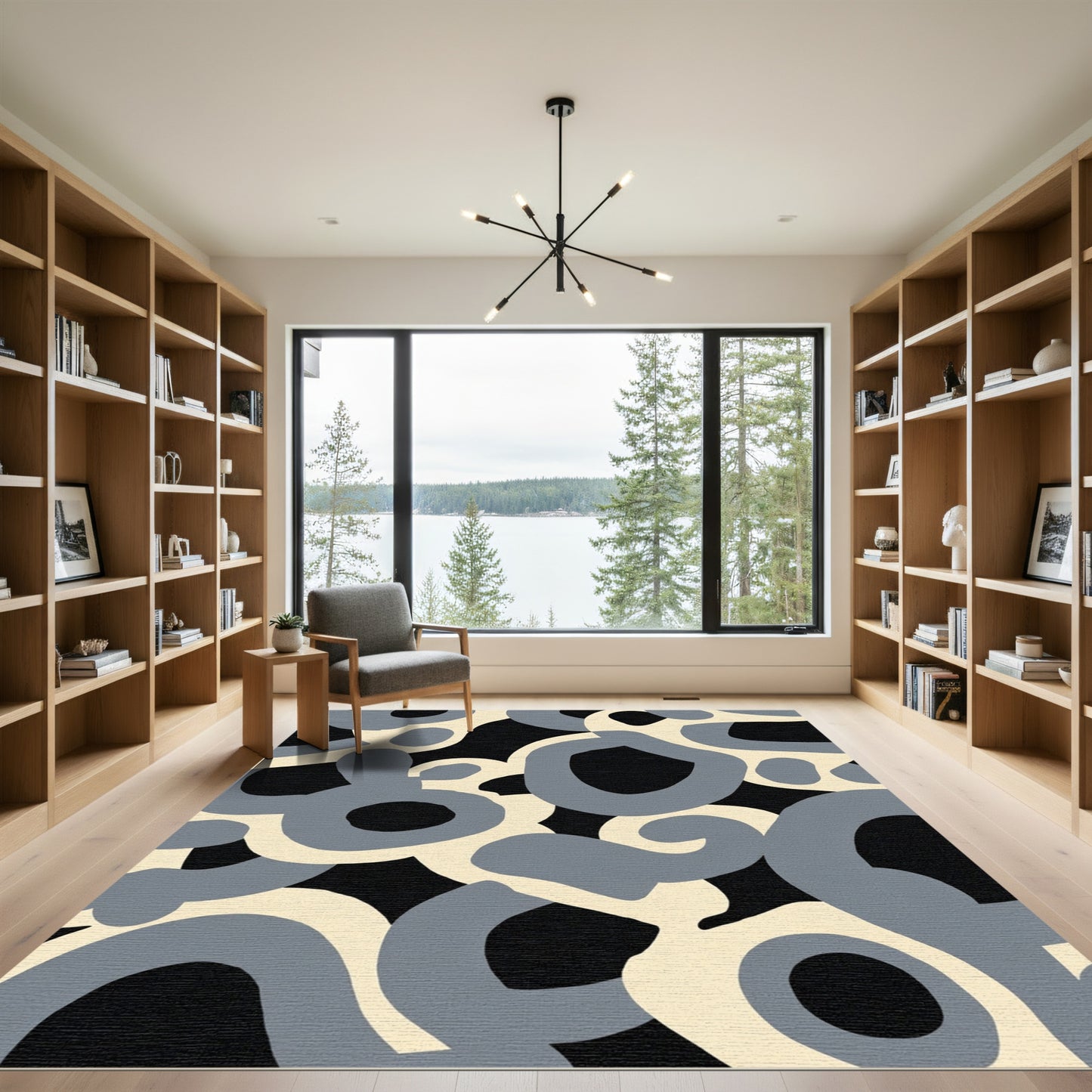 Gray Ivory Organic Swirls Rug
