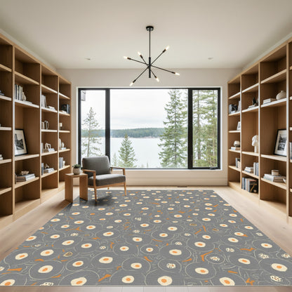 Gray Orange Ring Scatter Rug