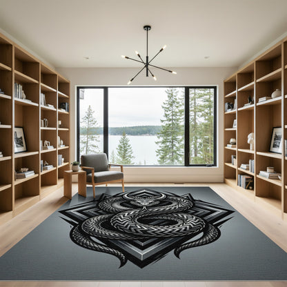 Silver Serpent Horned Geometric Rug