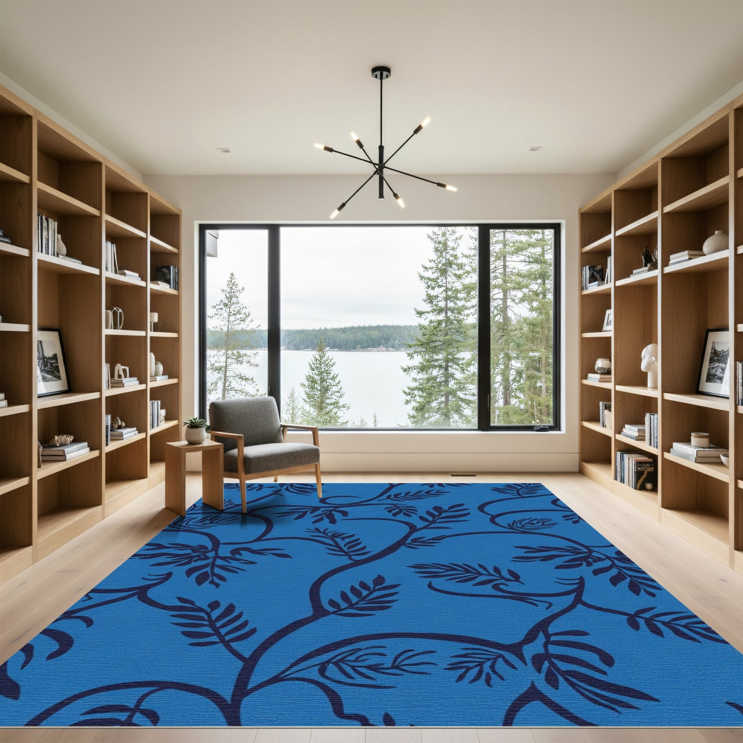 Deep Blue Vine Foliage Rug