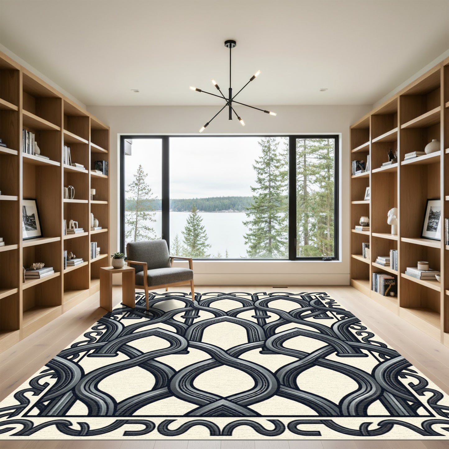 Intricate Interlocking Arches Gray Rug